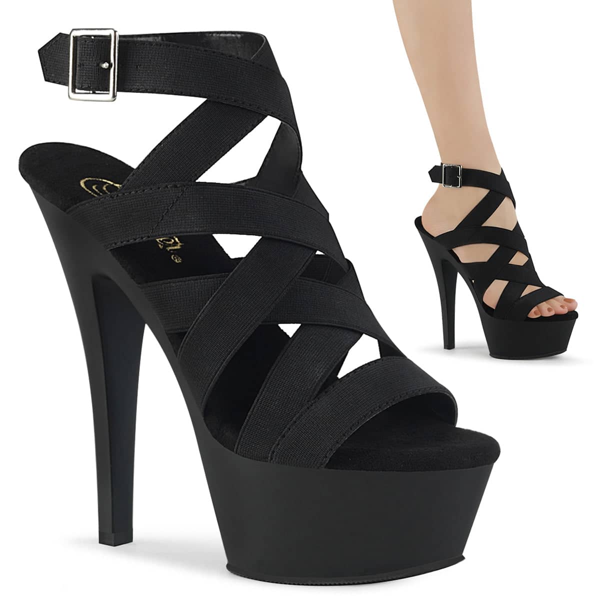 KISS-241 Black Ankle Sandel High Heel