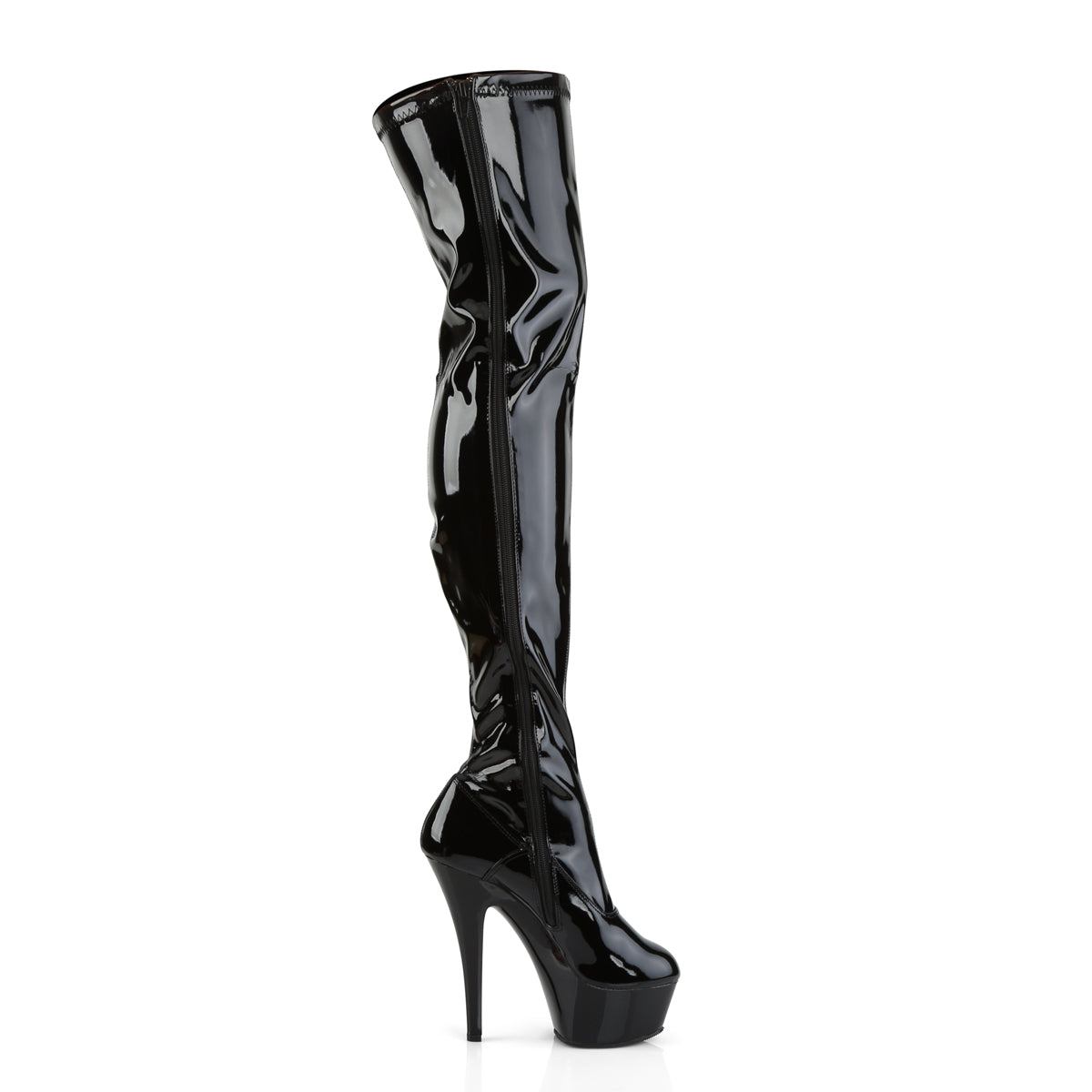 KISS-3000 Black Patent Thigh High Boots