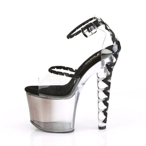 LOVESICK-712T Black & Silver Ankle Peep Toe High Heel