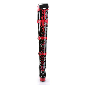 MEDIC-3028 Black & Red Thigh High Boots