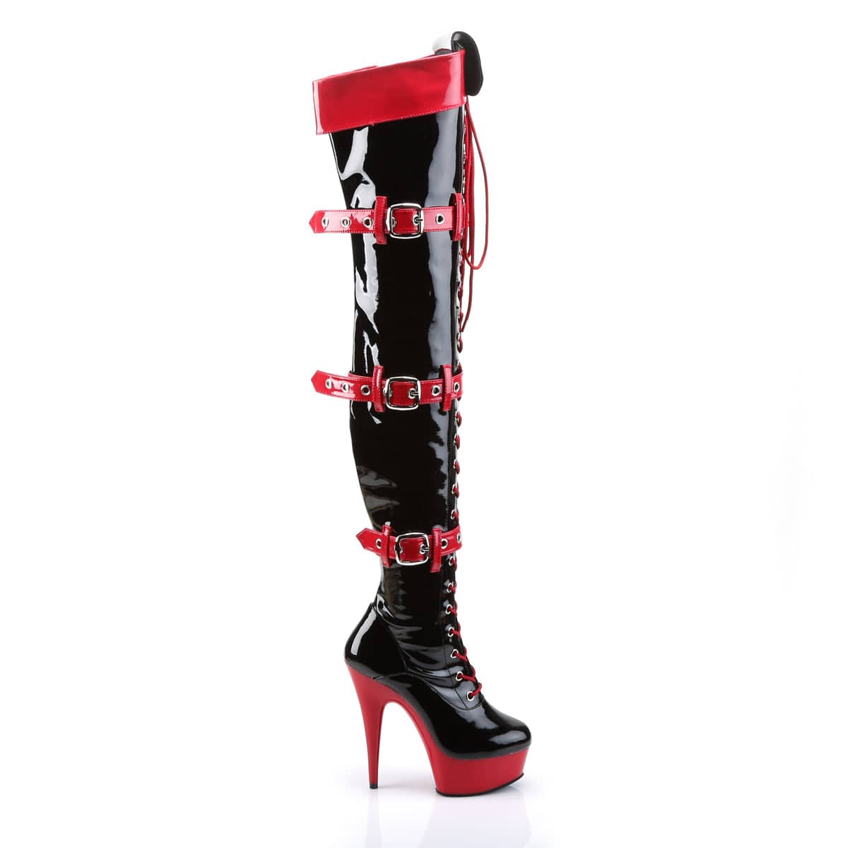 MEDIC-3028 Black & Red Thigh High Boots