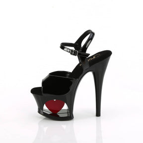 MOON-709H Black & Red Ankle Peep Toe High Heel