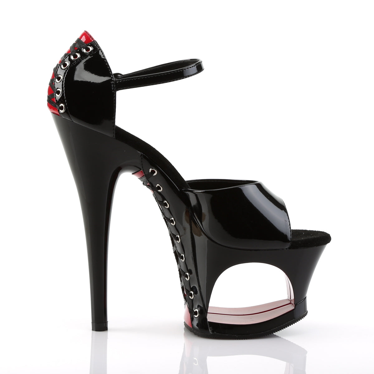 MOON-760FH Black & Red Ankle Peep Toe High Heel