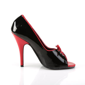 SEDUCE-216 Black & Red Lace Up Peep Toe Heels
