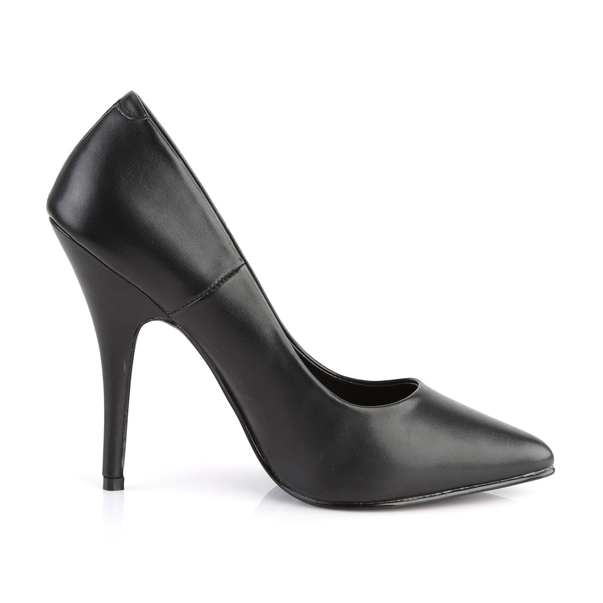 SEDUCE-420 Black Leather Court Heels