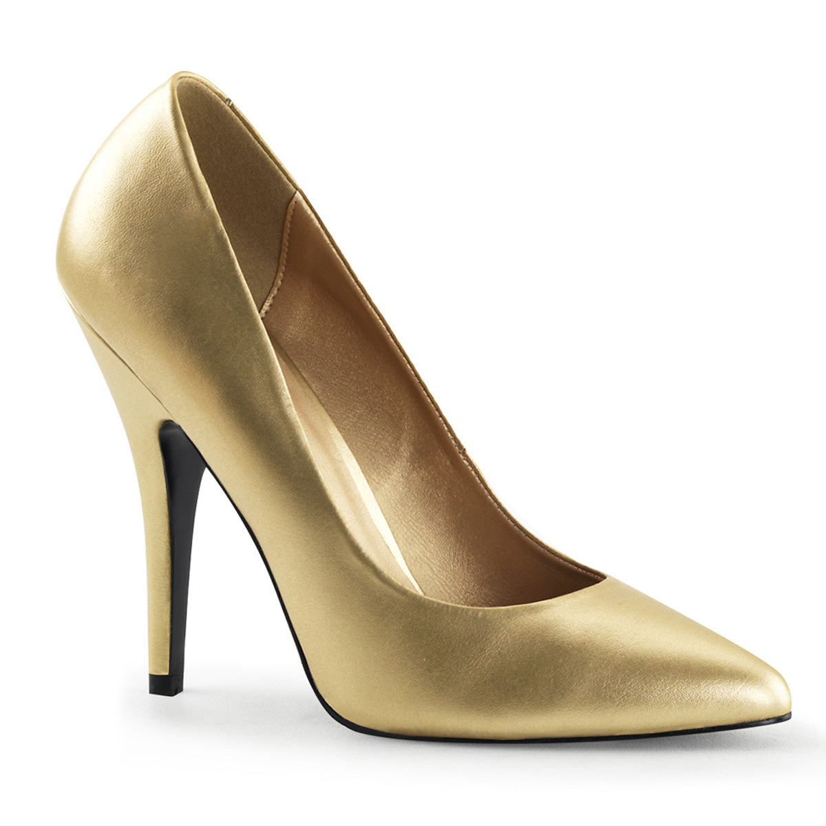 SEDUCE-420 Gold Leather Heels