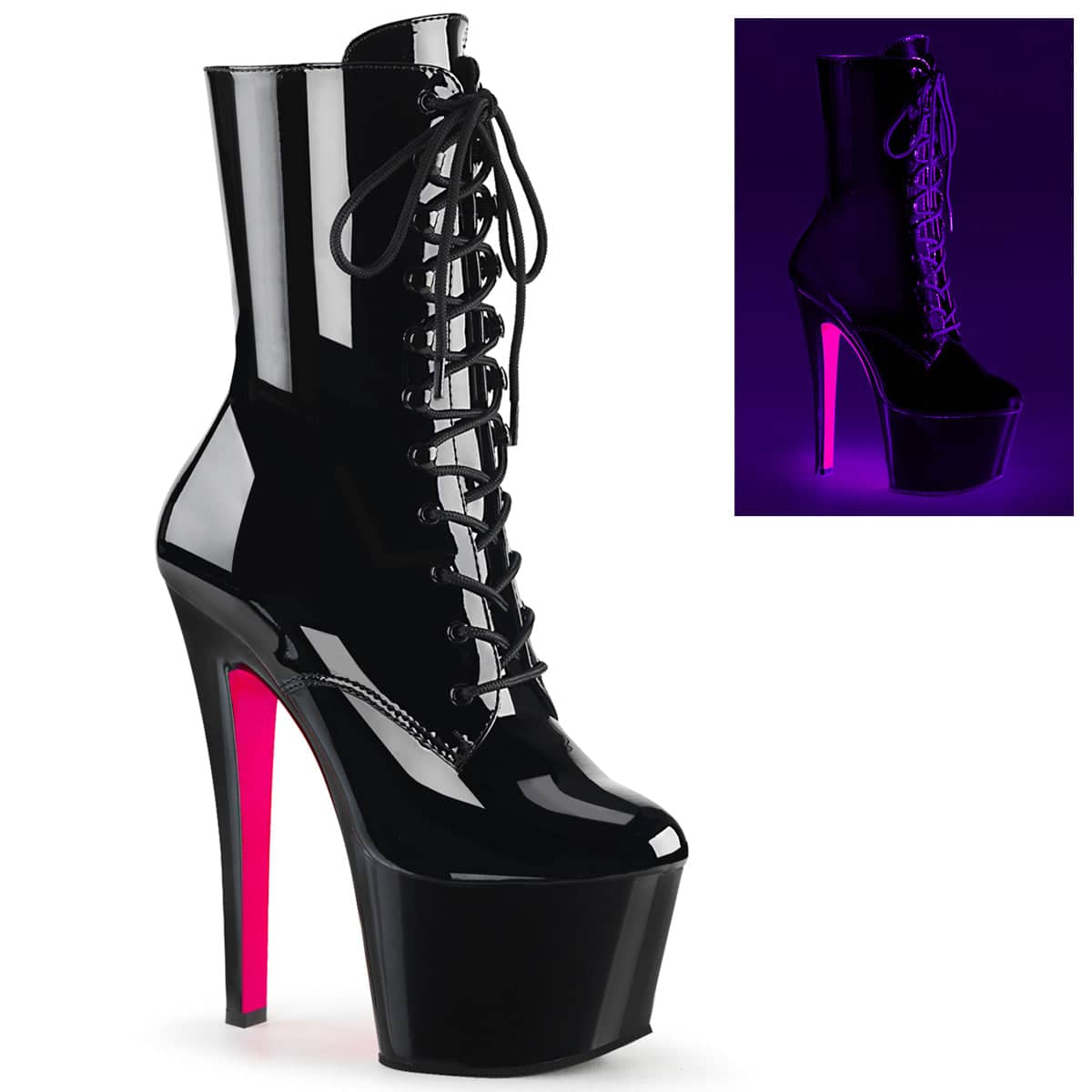 SKY-1020TT Black & Pink Calf High Boots