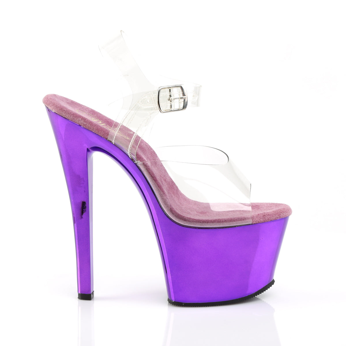 SKY-308 Clear & Purple Ankle Peep Toe High Heel