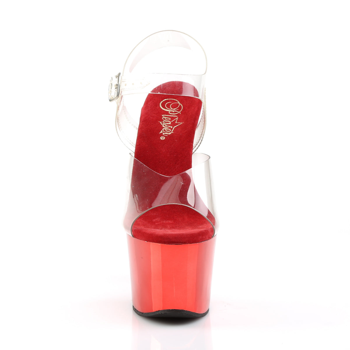 SKY-308 Red & Clear Ankle Peep Toe High Heel