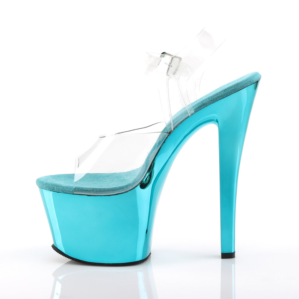 SKY-308 Clear & Blue Ankle Peep Toe High Heel