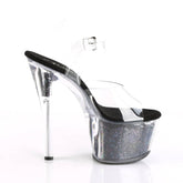 SKY-308GF Clear & Black Ankle Peep Toe High Heel