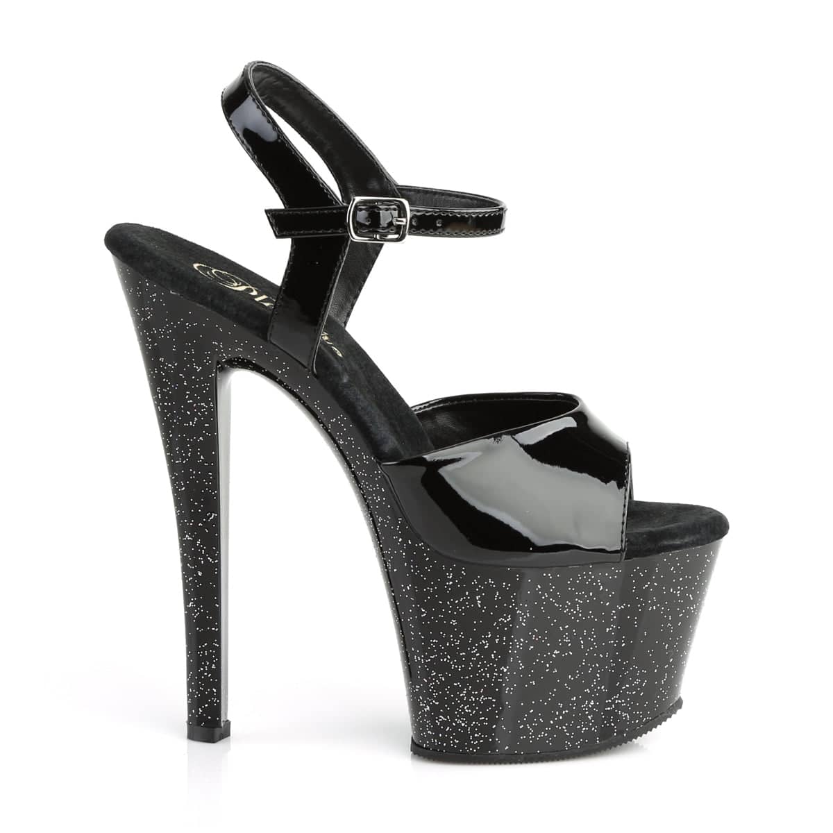 SKY-309MG Black Ankle Peep Toe High Heel