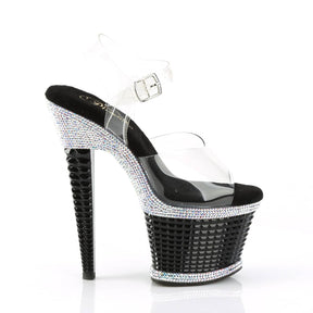 SPECTATOR-708RS Clear & Black Ankle Peep Toe High Heel