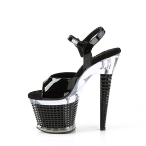 SPECTATOR-709 Black & Silver Ankle Peep Toe High Heel