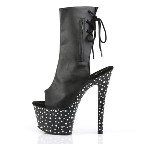 STARDANCE-1018-7 Black & Silver Calf High Peep Toe Boots