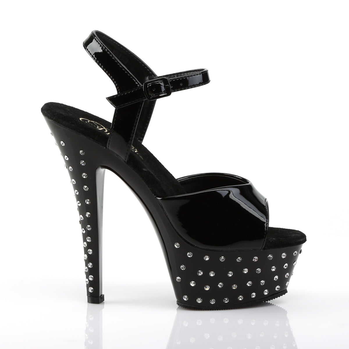STARDUST-609 Black Ankle Peep Toe High Heel