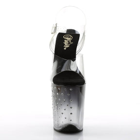 STARDUST-808T Clear & Black Ankle Peep Toe High Heel