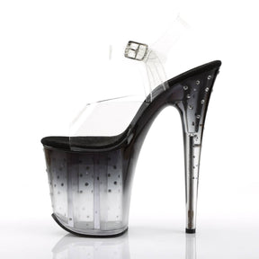 STARDUST-808T Clear & Black Ankle Peep Toe High Heel