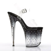 STARDUST-808T Clear & Black Ankle Peep Toe High Heel