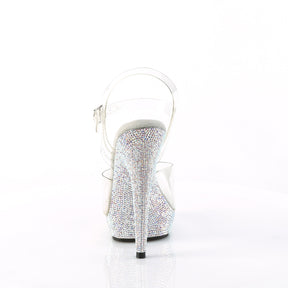 SULTRY-608DM Silver & Clear Ankle Peep Toe High Heel