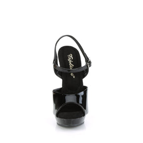 SULTRY-609 Black Ankle Peep Toe High Heel