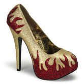 TEEZE-27 Red & Gold Flame Heels