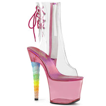 UNICORN-1018C Clear & Pink Calf High Peep Toe Boots