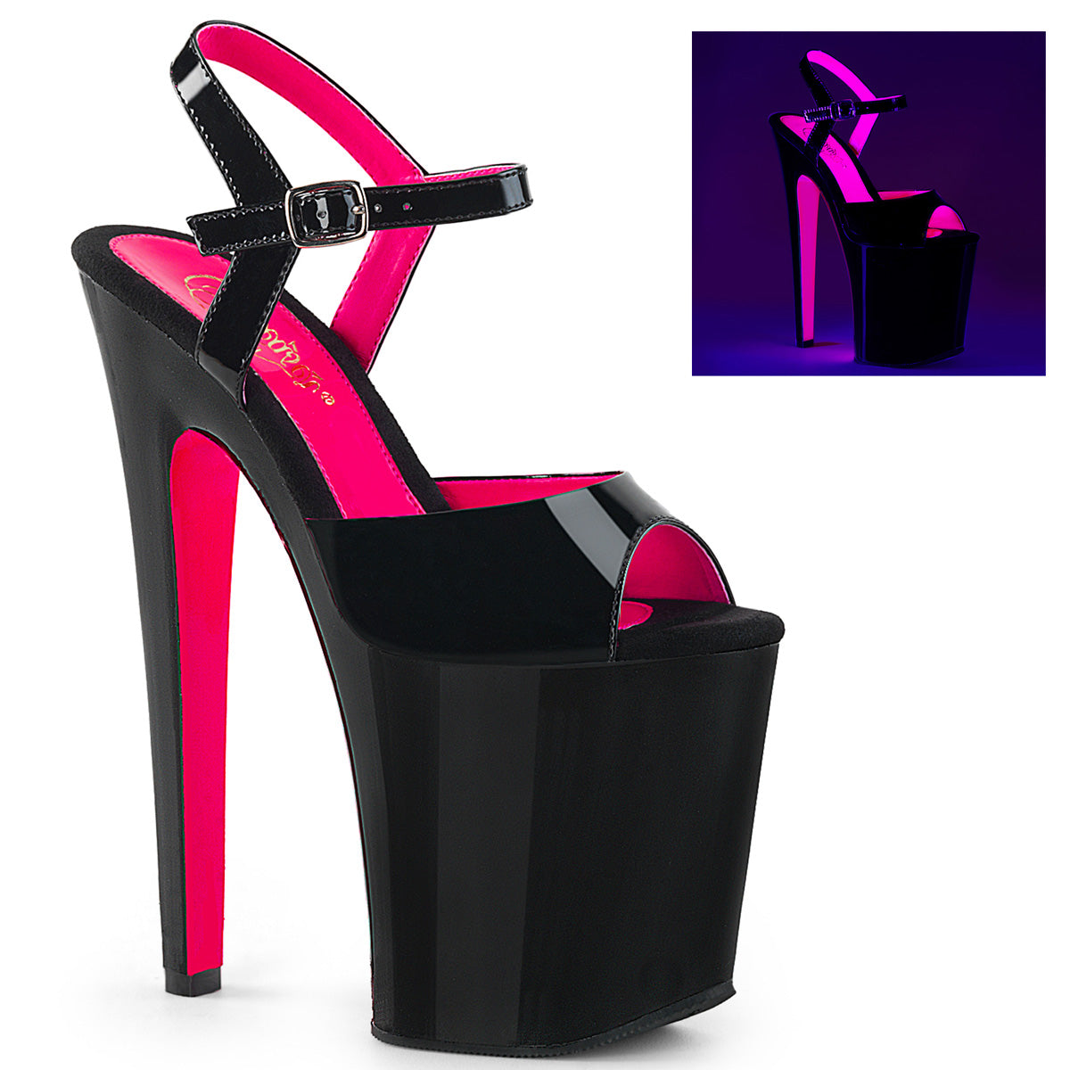 XTREME-809TT Black & Pink Ankle Peep Toe High Heel