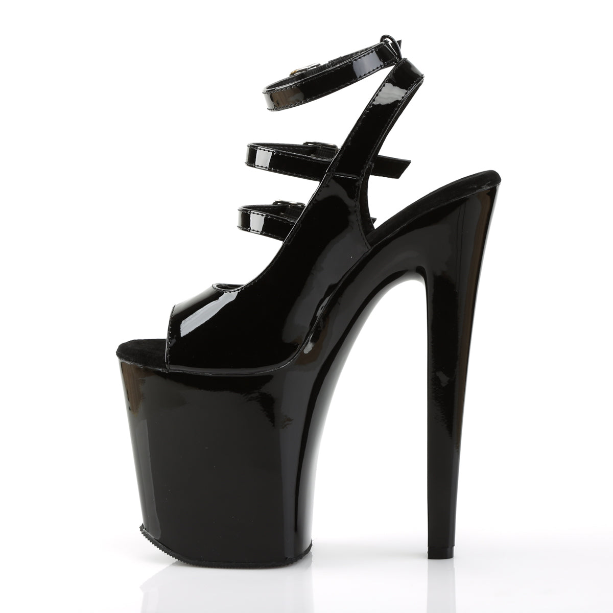 XTREME-873 Black Ankle Peep Toe High Heel